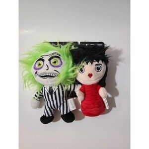 Halloween Beetlejuice and Lydia 2 Piece Plush Dog Toys 7" New Chew Toys